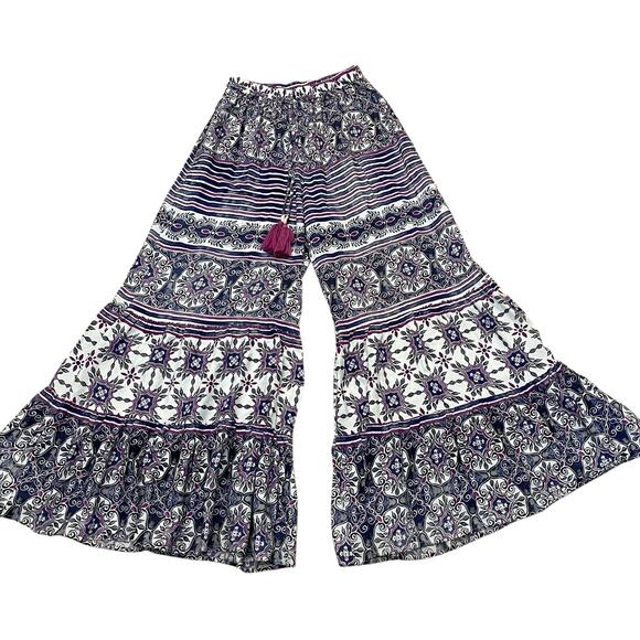 True Destinations Pants - True Destinations Resort Wear Flare Pants Large Boho Mandala Vacation Beach